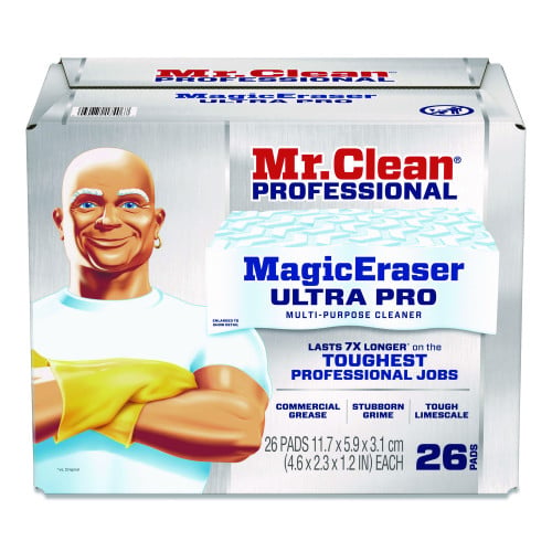 Mr. Clean Magic Eraser Ultra Pro Multi-Purpose Cleaner, 4.72 x 1.38 x 2.56 Thick, White, 26/Carton (17406)