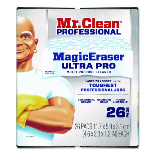 Mr. Clean Magic Eraser Ultra Pro Multi-Purpose Cleaner, 4.72 x 1.38 x 2.56 Thick, White, 26/Carton (17406)