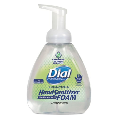 Dial Antibacterial Foam Hand Sanitizer, 15.2 oz Pump Bottle, Fragrance-Free, 4/Carton (06040)