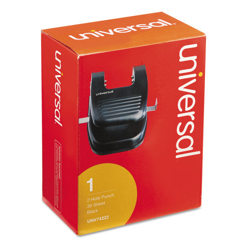 Universal 30-Sheet Two-Hole Punch, 9/32" Holes, Black (UNV74222)