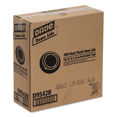 Dixie Drink-Thru Lids, Fits 10 oz to 20 oz Cups, Plastic, Black, 1,000/Carton (D9542B)