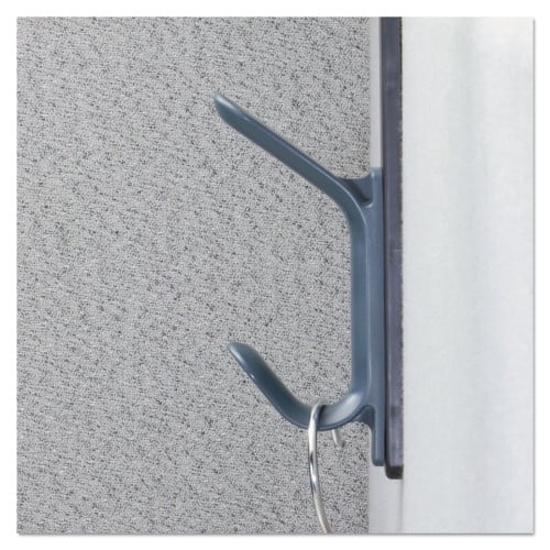 Universal Recycled Cubicle Double Coat Hook, Plastic, Charcoal (UNV08607)