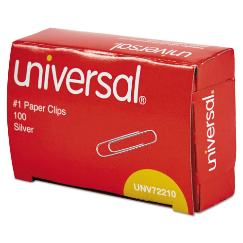 Universal Paper Clips, #1, Smooth, Silver, 100 Clips/Box, 10 Boxes/Pack (UNV72210)
