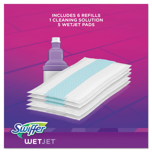 Swiffer WetJet Mop, 11 x 5 White Cloth Head, 46" Purple/Silver Aluminum/Plastic Handle (92811KT)