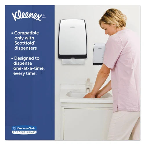 Kleenex Premiere Folded Towels, 1-Ply, 7.8 x 12.4, White, 120/Pack, 25 Packs/Carton