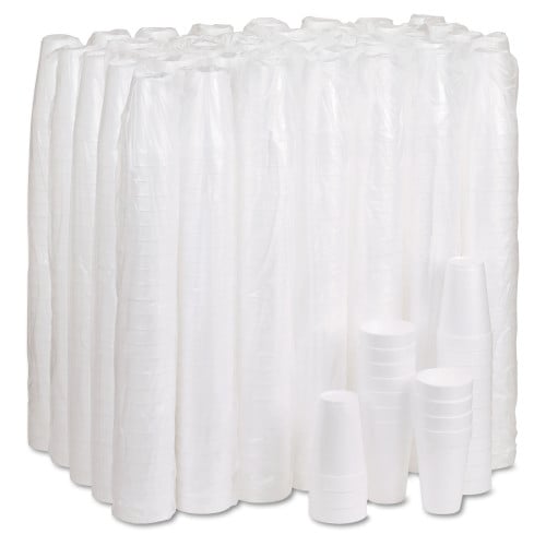 Dart Foam Drink Cups, 16 oz, White, 25/Bag, 40 Bags/Carton (16J16)