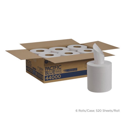Georgia Pacific Professional Pacific Blue Select 2-Ply Center-Pull Perf Wipers, 2-Ply, 8.25 x 12, White, 520/Roll, 6 Rolls/Carton (44000)