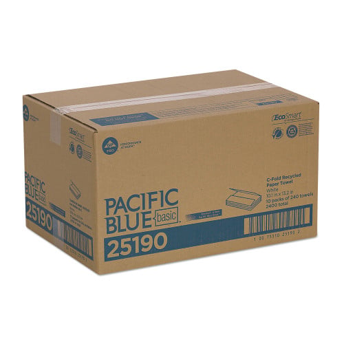 Pacific Blue™ Basic C-Fold Paper Towels, 1-Ply, White, 2400 Towels (25190)