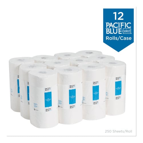 Georgia Pacific Professional Pacific Blue Select Two-Ply Perforated Paper Kitchen Roll Towels, 2-Ply, 11 x 8.8, White, 250/Roll, 12 Rolls/Carton (27700)