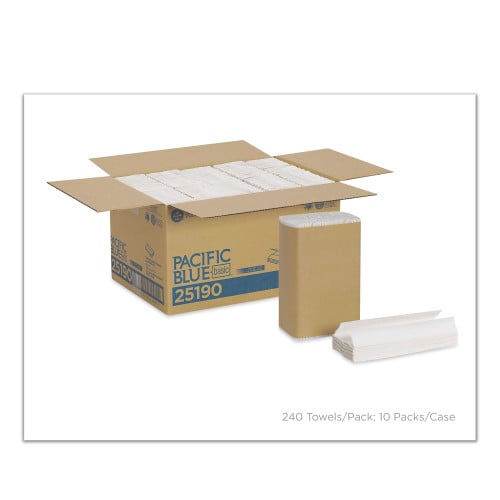 Pacific Blue™ Basic C-Fold Paper Towels, 1-Ply, White, 2400 Towels (25190)