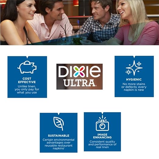 Dixie Ultra 1/4-Fold Linen Replacement Dinner Napkin by GP PRO (Georgia-Pacific), White, 92114, 100 Napkins Per Box, 8 Boxes Per Case
