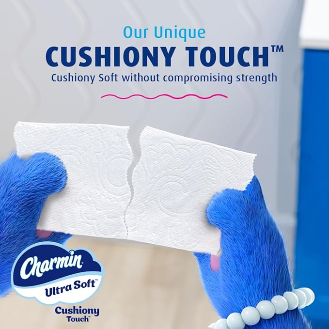 Charmin Toilet Paper Ultra Soft Cushiony Touch, 18 Family Mega XL Rolls = 126 Regular Rolls