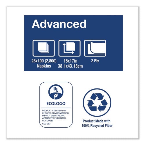 Tork® Advanced Dinner Napkins, 2-Ply, White, 100 Napkin Pack, 28 Packs (NP528PA)