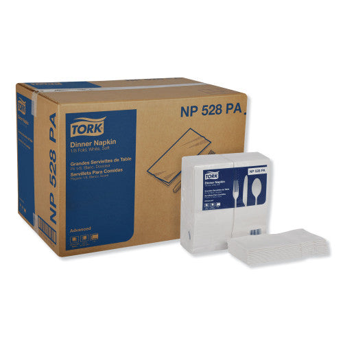 Tork® Advanced Dinner Napkins, 2-Ply, White, 100 Napkin Pack, 28 Packs (NP528PA)