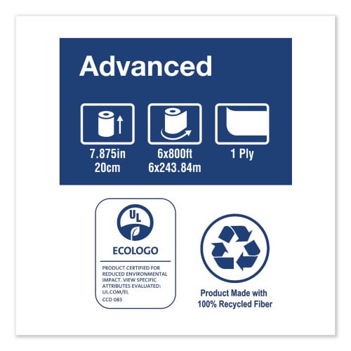 Tork® Advanced Hardwound Roll Paper Towels, White, 800-ft., 6 Rolls (RB800)