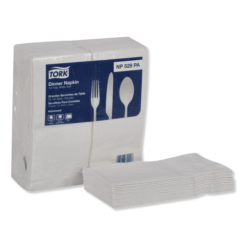 Tork® Advanced Dinner Napkins, 2-Ply, White, 100 Napkin Pack, 28 Packs (NP528PA)