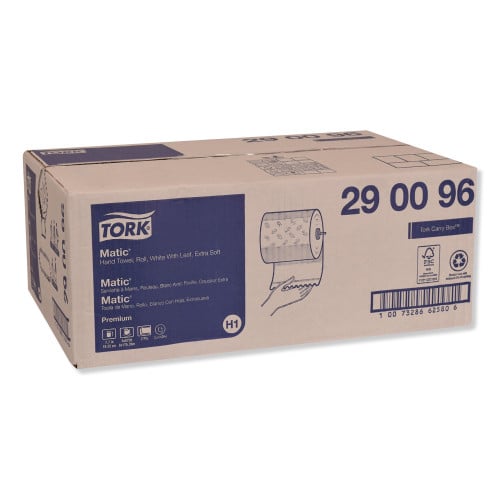 Tork® Soft Matic Hardwound Roll Paper Towels, 1-Ply, White, 6 Rolls (290096)