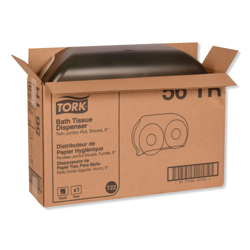 Tork® Jumbo Toilet Paper Twin Dispenser, 2-Rolls, Smoke (56TR)
