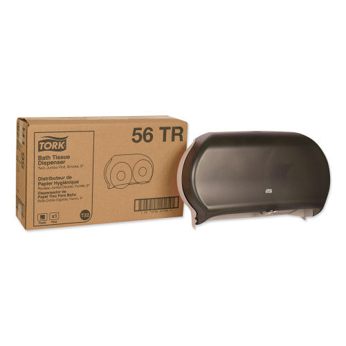 Tork® Jumbo Toilet Paper Twin Dispenser, 2-Rolls, Smoke (56TR)
