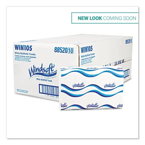 Windsoft,® Multifold Paper Towels, 1 Ply, White, 4000 Towels