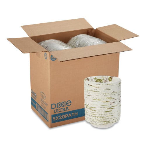 Dixie Pathways Heavyweight Paper Bowls, 20 oz, Green/Burgundy, 500/Carton (SX20PATH)