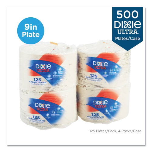 Dixie Pathways Soak Proof Shield Heavyweight Paper Plates, WiseSize, 8.5" dia, Green/Burgundy, 500/Carton (SXP9PATH)
