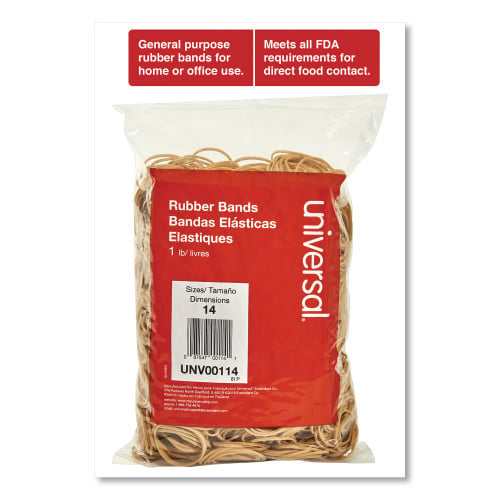 Universal Rubber Bands, Size 14, 0.04" Gauge, Beige, 1 lb Box, 2,200/Pack (UNV00114)