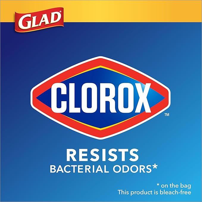 Glad Small Drawstring Trash Bags with Clorox, 4 Gal, Lemon Fresh Bleach, 34 Ct (Package May Vary)