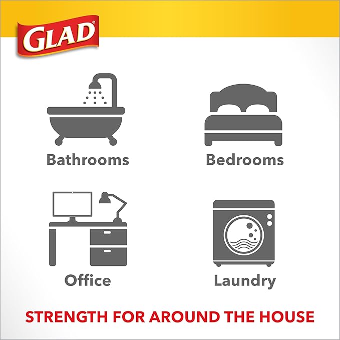 Glad Medium Trash Bags, 8 Gallon, Lemon Fresh Bleach Garbage Bags, Resists Bacterial Odors with Drawstring, 80 Count