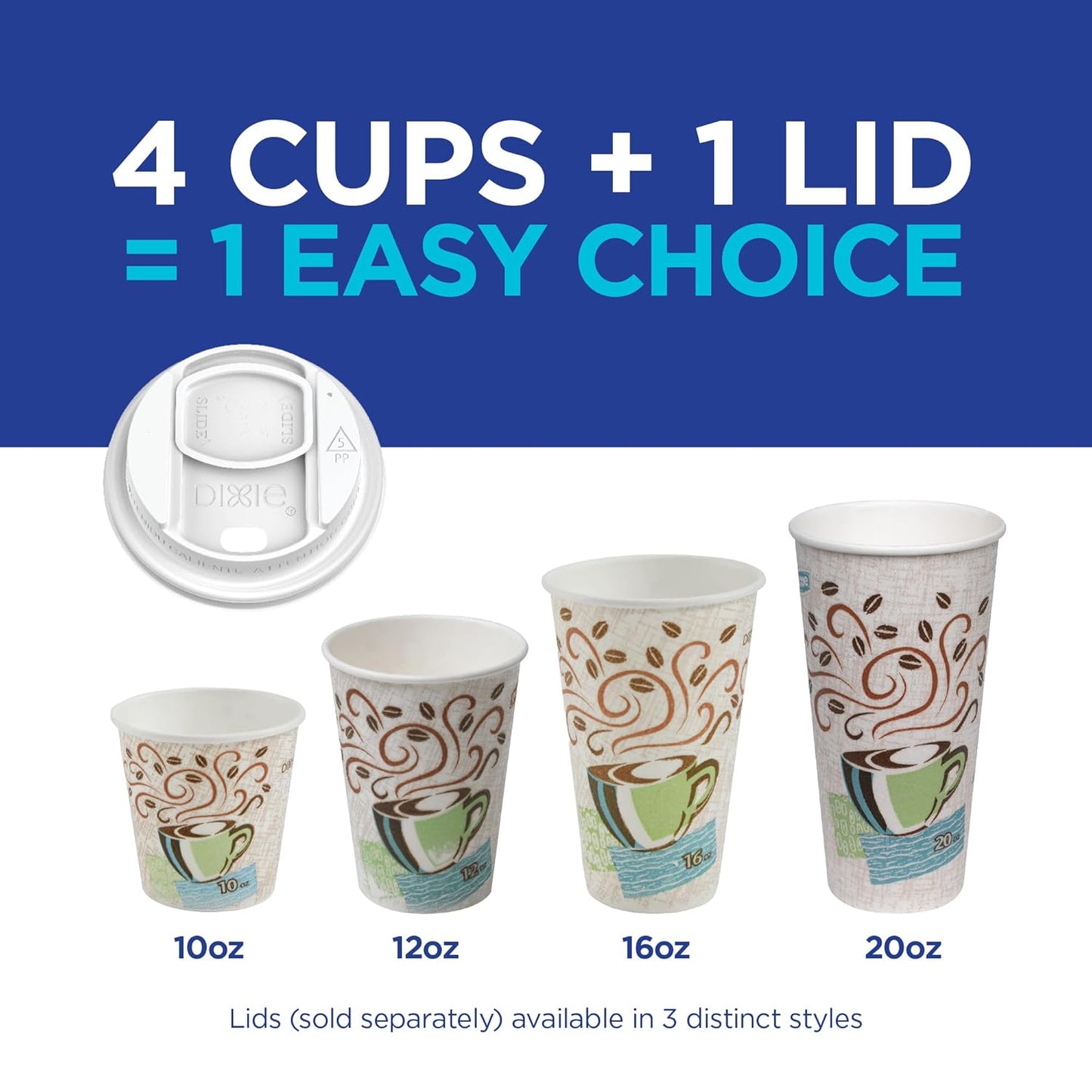 Dixie PerfecTouch 10 oz Paper Coffee Cups By GP PRO, Coffee Haze Design, 500 Count (25 Disposable Cups Per Sleeve, 20 Sleeves Per Case), 5310DX