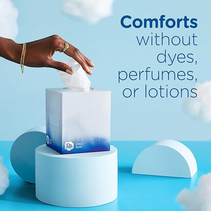Puffs Ultra Soft Facial Tissues, 18 Cubes, 56 Facial Tissues Per Box