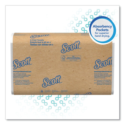 Scott® Essential C-Fold Paper Towels, 1-Ply, White, 2400 Towels (01510)