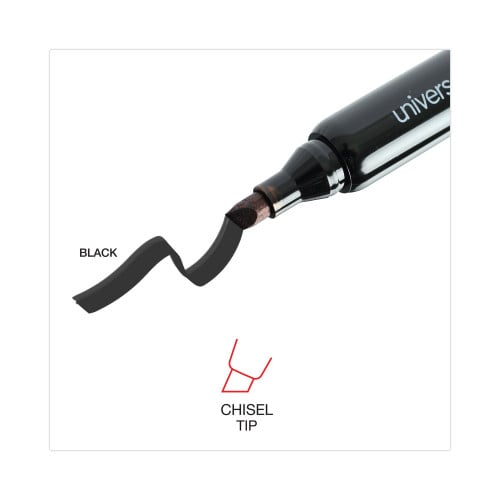 Universal Chisel Tip Permanent Marker Value Pack, Broad Chisel Tip, Black, 36/Pack (UNV07050)