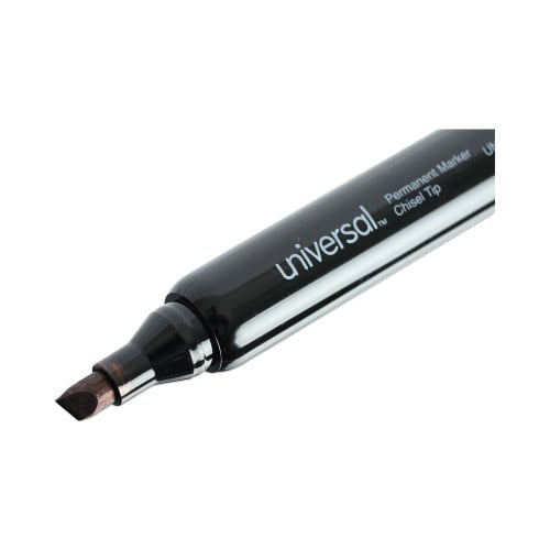 Universal Chisel Tip Permanent Marker Value Pack, Broad Chisel Tip, Black, 36/Pack (UNV07050)