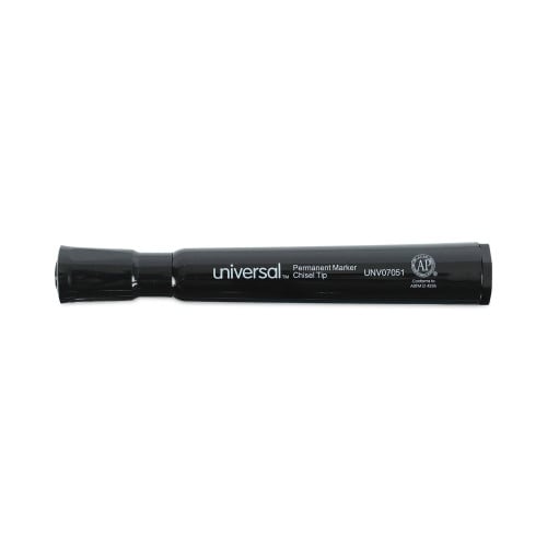 Universal Chisel Tip Permanent Marker, Broad Chisel Tip, Black, Dozen (UNV07051)