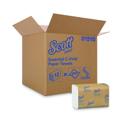 Scott® Essential C-Fold Paper Towels, 1-Ply, White, 2400 Towels (01510)