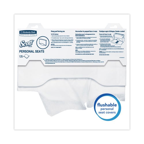Scott Personal Seats Sanitary Toilet Seat Covers, 15 x 18, White, 125/Pack, 24 Packs/Carton (07410CT)