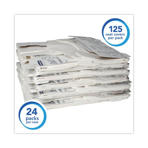 Scott Personal Seats Sanitary Toilet Seat Covers, 15 x 18, White, 125/Pack, 24 Packs/Carton (07410CT)