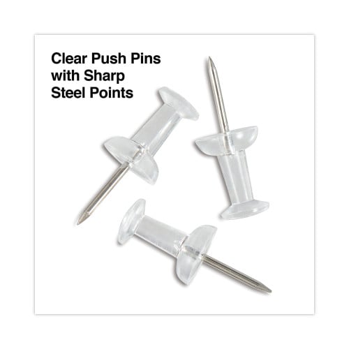 Universal Clear Push Pins, Plastic, Clear, 0.38", 400/Pack (UNV31306)