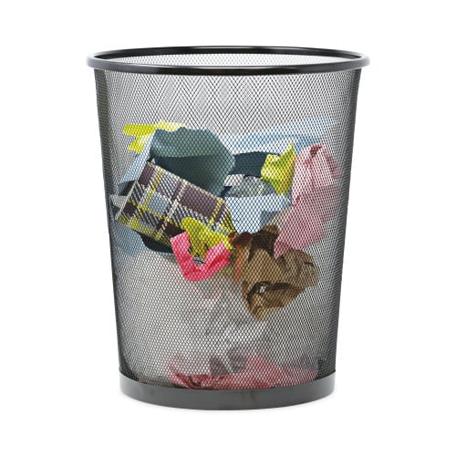 Universal Mesh Wastebasket, 18 qt, Steel Mesh, Black (UNV20008)