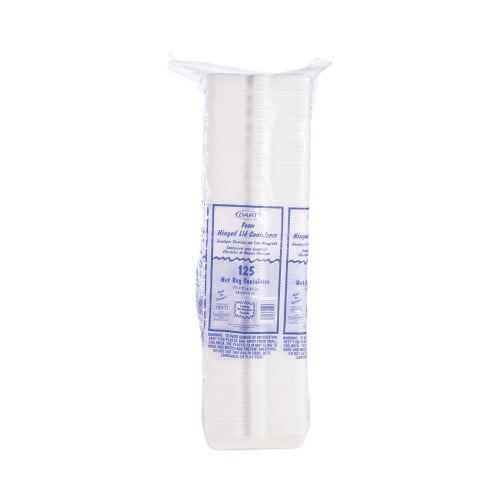 Dart Foam Hinged Lid Container, Hot Dog Container, 3.8 x 7.1 x 2.3, White,125/Bag, 4 Bags/Carton (72HT1)