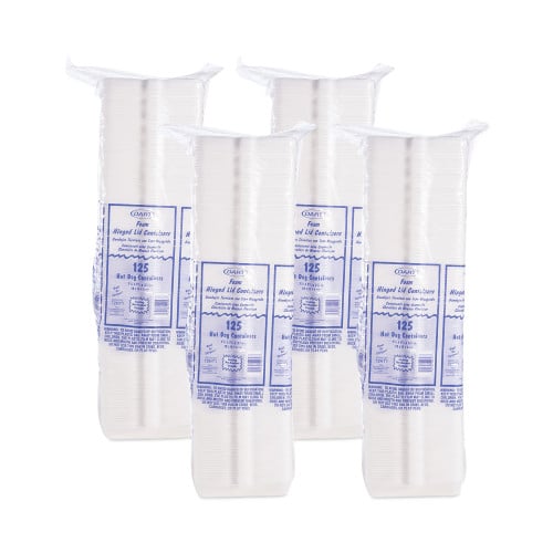 Dart Foam Hinged Lid Container, Hot Dog Container, 3.8 x 7.1 x 2.3, White,125/Bag, 4 Bags/Carton (72HT1)