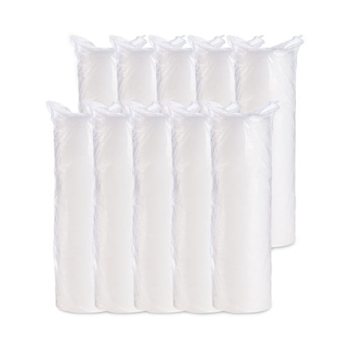 Dart Plastic Lids for Foam Cups, Bowls and Containers, Flat, Vented, Fits 6-32 oz, Translucent, 100/Pack, 10 Packs/Carton (20JL)