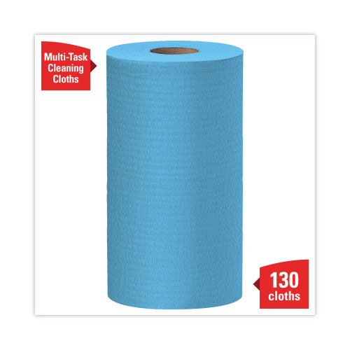 WypAll General Clean X60 Cloths, Small Roll, 9.8 x 13.4, Blue, 130/Roll, 12 Rolls/Carton (35411)