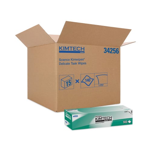Kimtech Kimwipes Delicate Task Wipers, 1-Ply, 14.7 x 16.6, Unscented, White, 144/Box, 15 Boxes/Carton (34256CT)