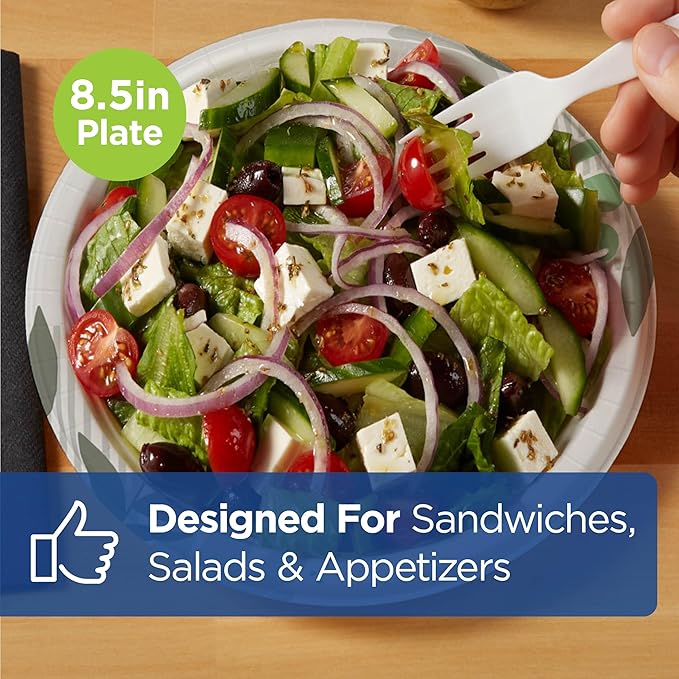 Dixie 8.5" Medium-Weight Paper Plates by GP PRO (Georgia-Pacific), Pathways, UX9WS, 500 Count (125 Plates Per Pack, 4 Packs Per Case)