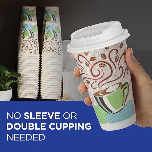 Dixie PerfecTouch 16 oz. Insulated Paper Hot Coffee Cup by GP PRO (Georgia-Pacific), Coffee Haze, 5356DX, 500 Count (25 Cups Per Sleeve, 20 Sleeves Per Case), Coffee Haze Design