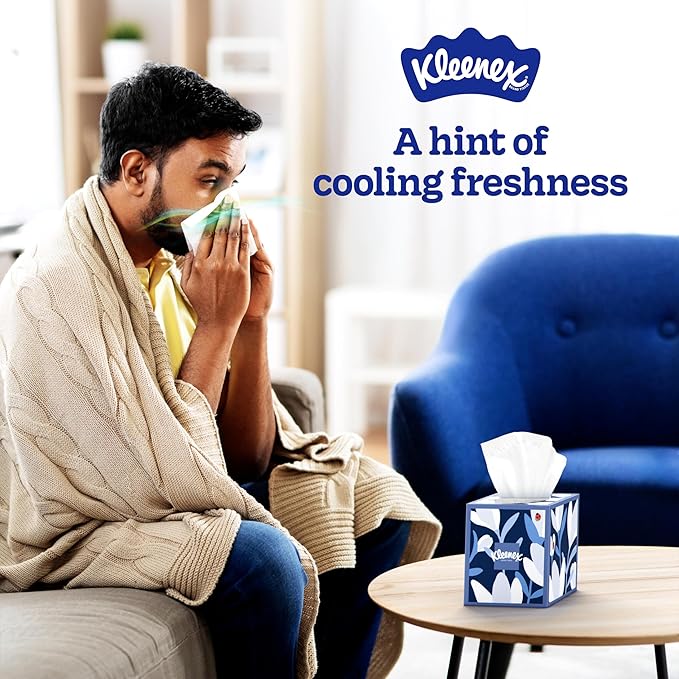 Kleenex Cooling + Aloe Facial Tissues, 4 Cube Boxes, 50 Tissues Per Box, 2-Ply