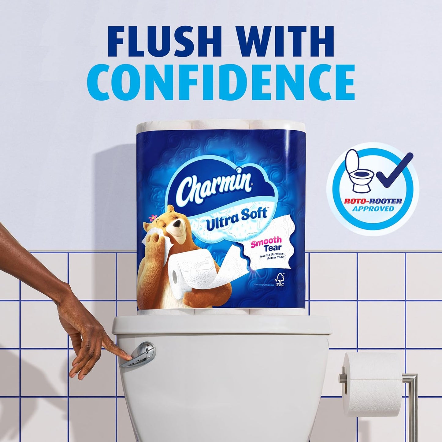 Charmin Toilet Paper Ultra Soft Cushiony Touch, 18 Family Mega XL Rolls = 126 Regular Rolls