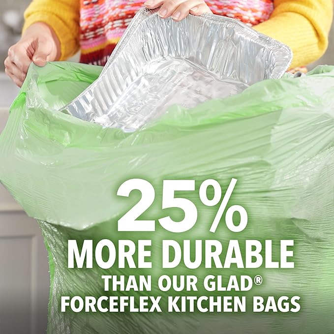 Glad ForceFlex MaxStrength Tall Kitchen Drawstring Trash Bags, 13 Gallon, Sweet Citron Lime with Febreze Freshness, 34 Count, Package May Vary